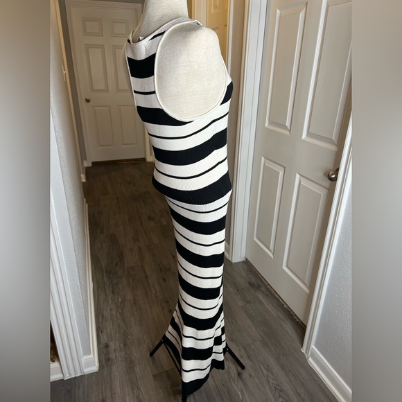 Jason Wu Striped Silk Blend Knit Bodycon Midi Dress, L - Picture 7 of 9